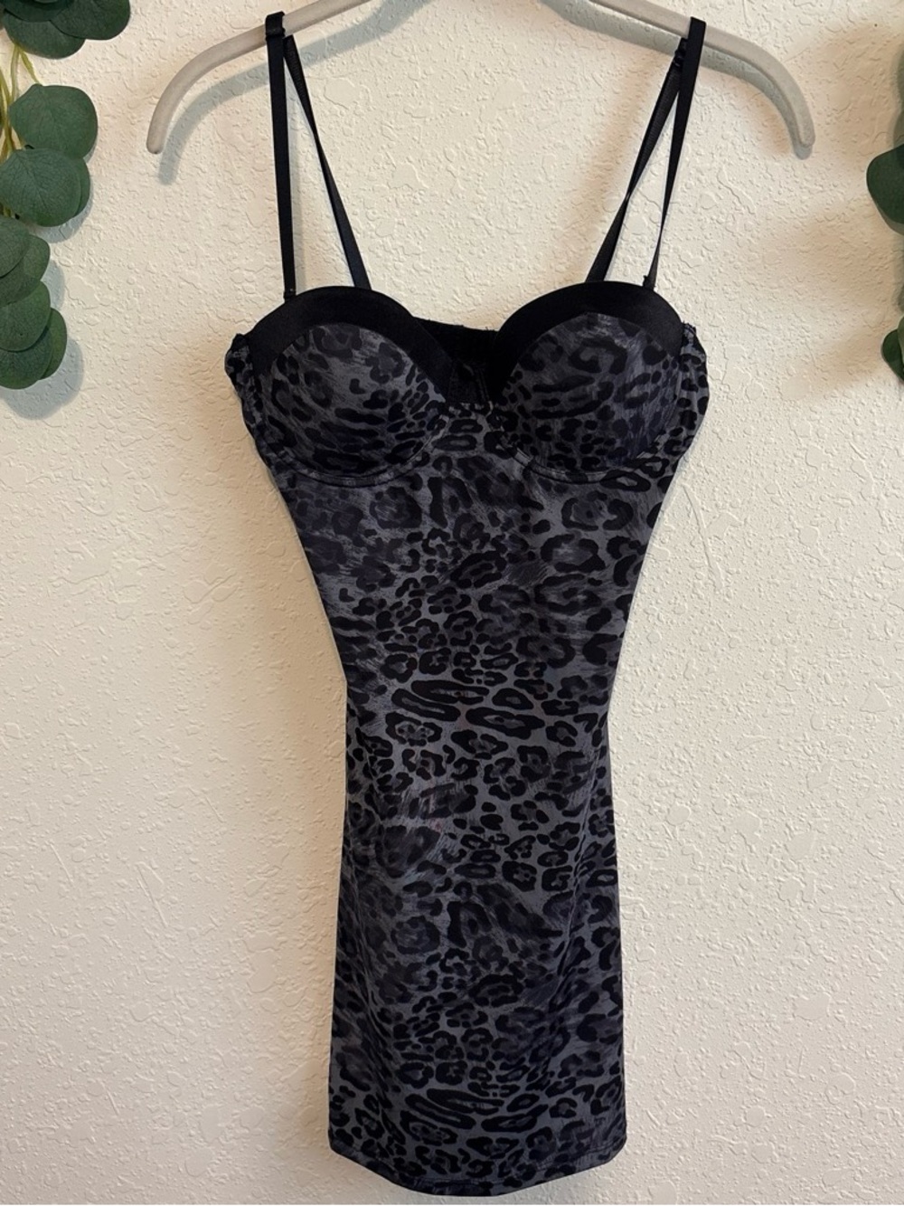 Gray Leopard Print Bustier Lingerie Dress 💕